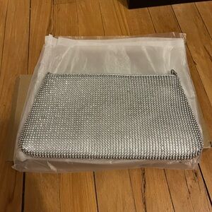 Silver Evening Bag with 2 Interchangeable Straps